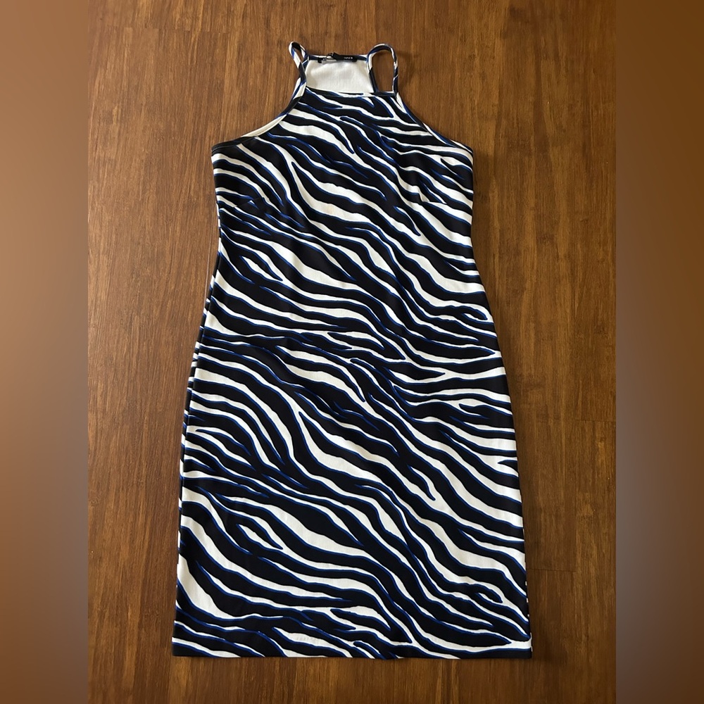 Boston Proper Strapless Dress in Navy and White